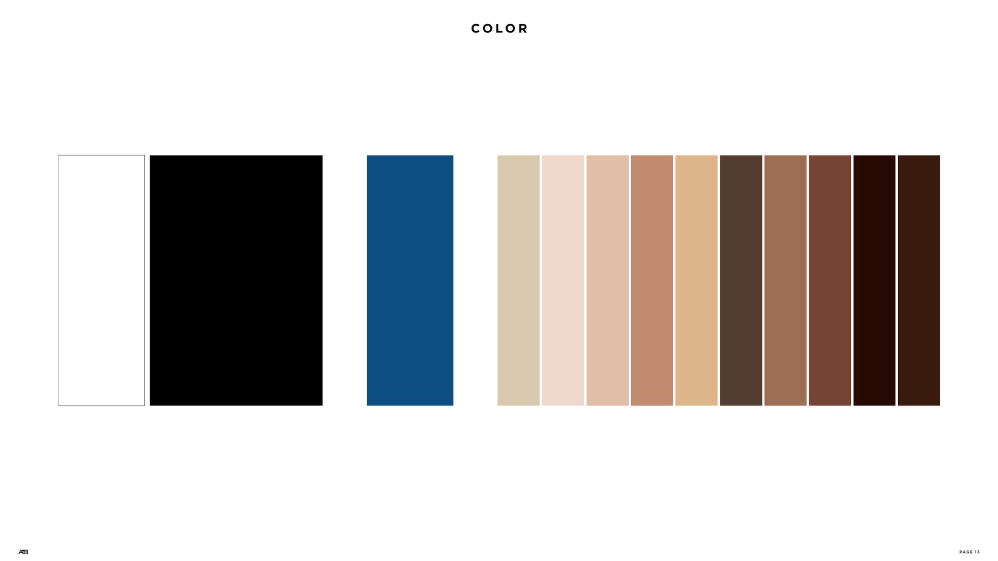 Color palette: black, white, a deep blue and skin and leather tones
