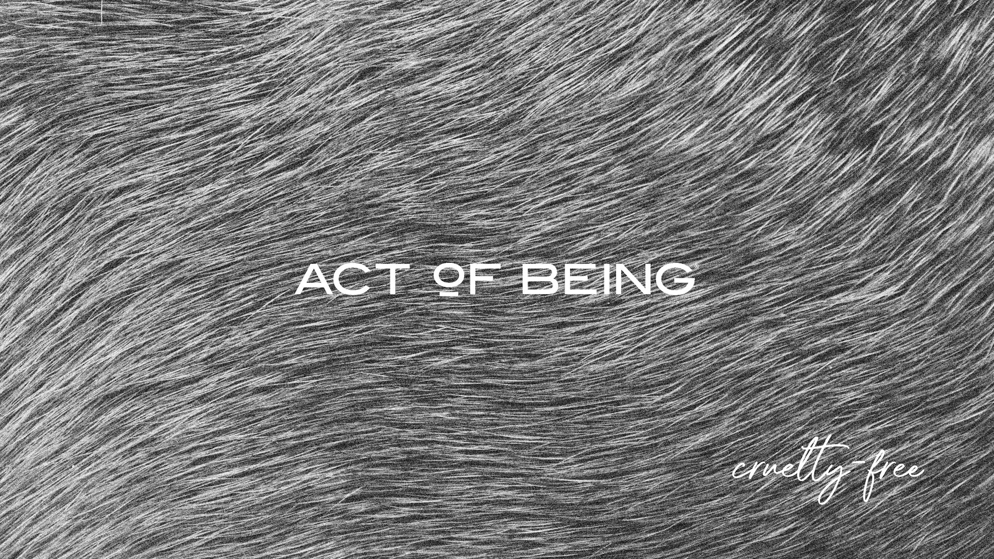 Cruelty free: the wordmark over a close-up of fur