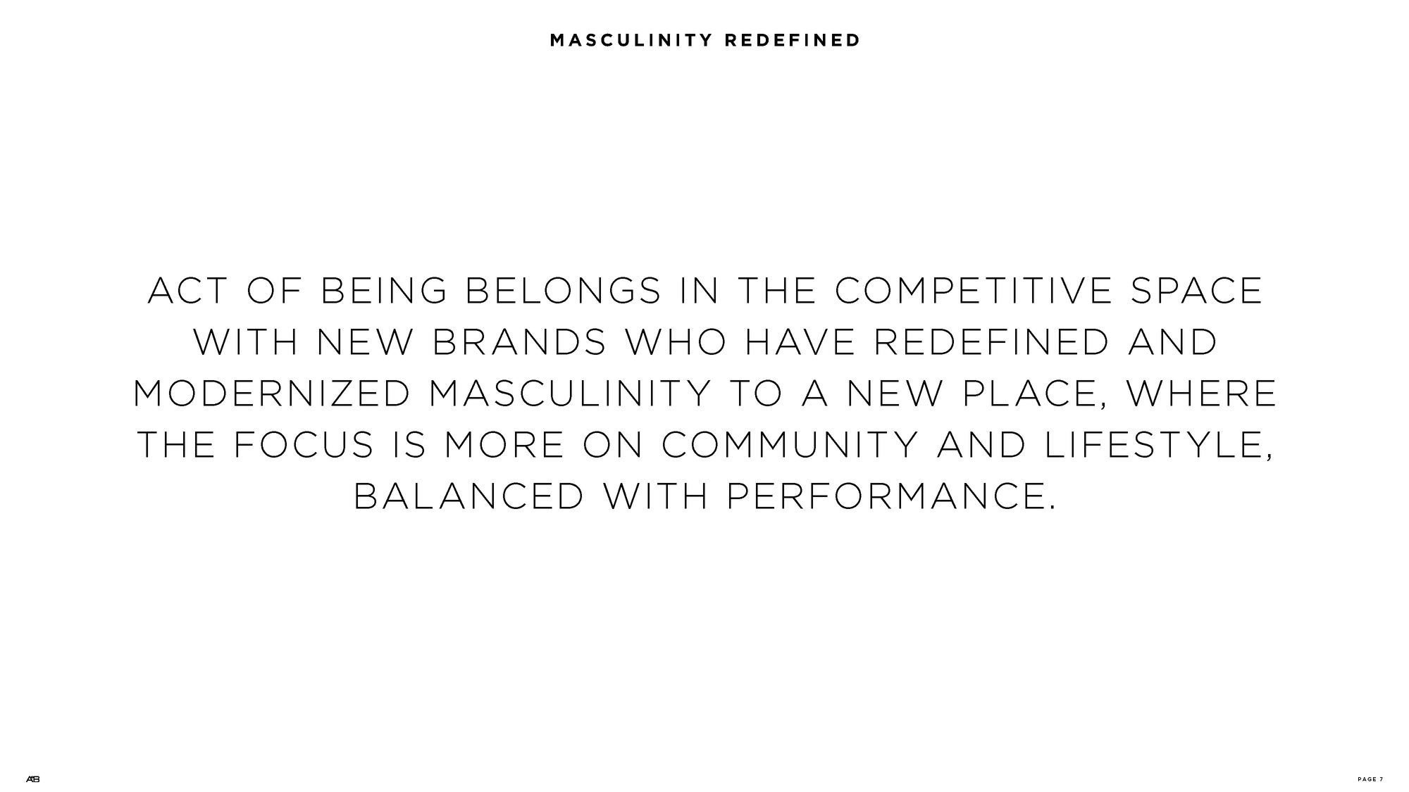 Brand book page: Masculinity Redefined