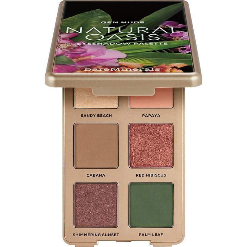 Gen Nude Natural Oasis eyeshadow palette with the print on the lid