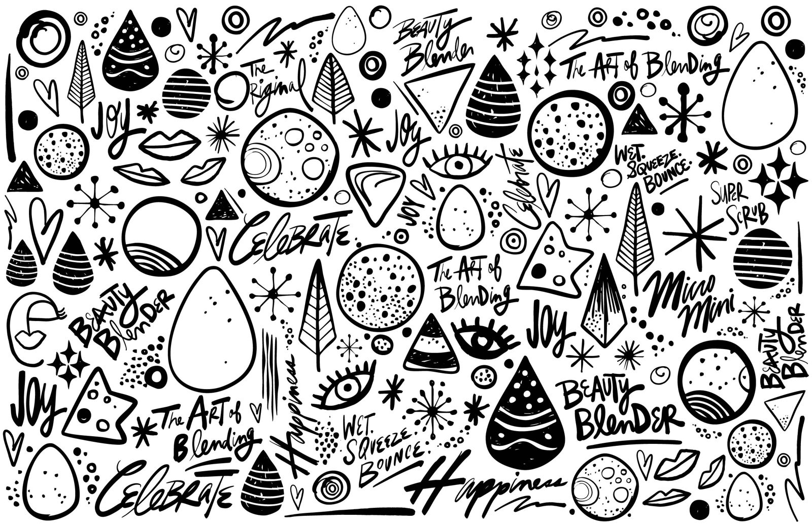 The holiday pattern as black line drawing