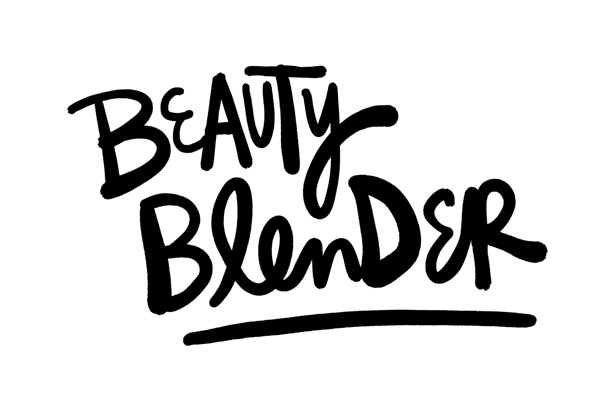 Beauty Blender, hand lettered in brush capitals with an underline