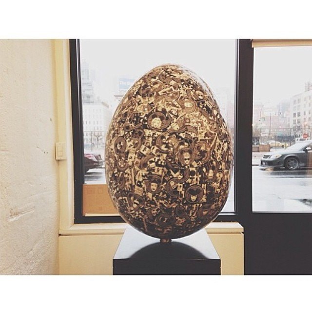 Egg 28 in sepia by a window