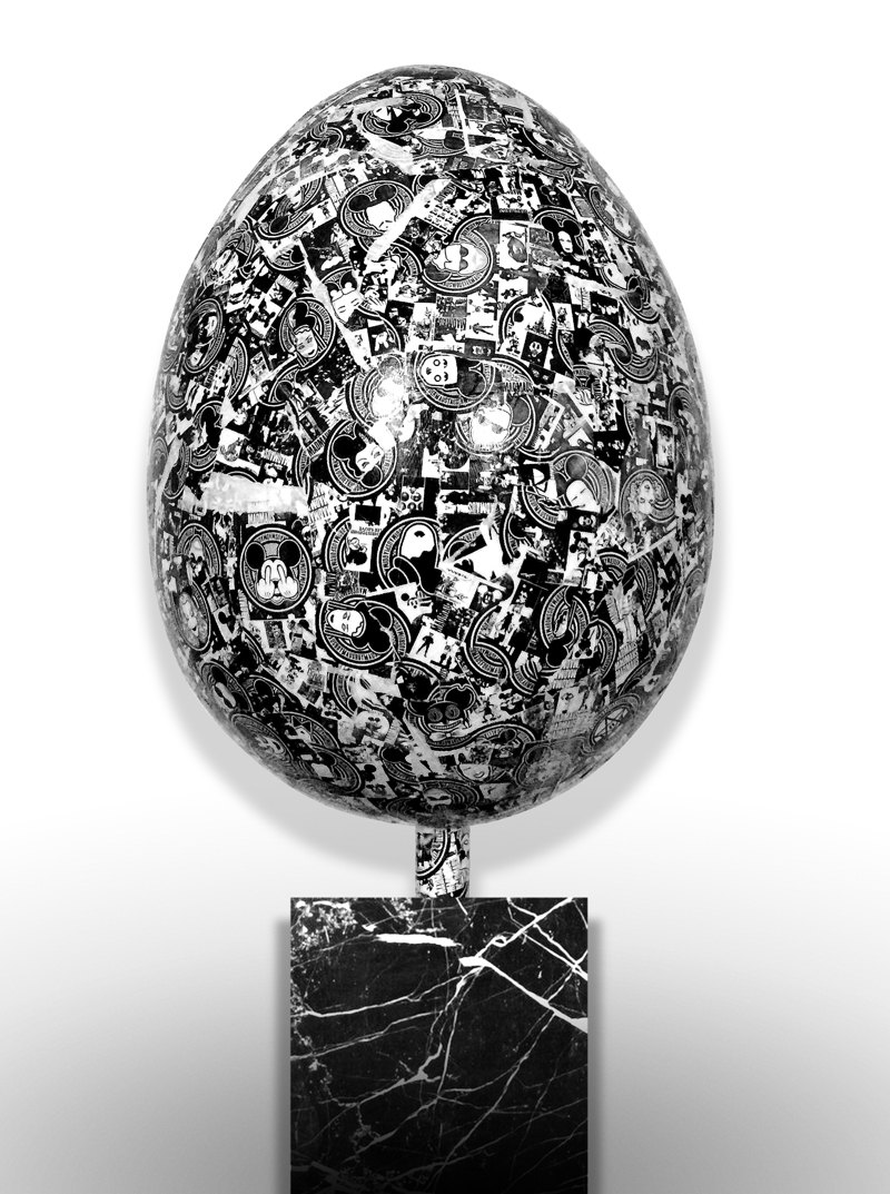 The finished MadMaus egg on its black marble plinth