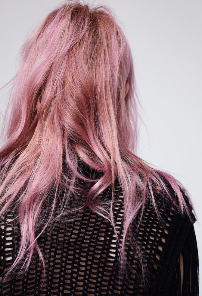 Pink hair, seen from behind