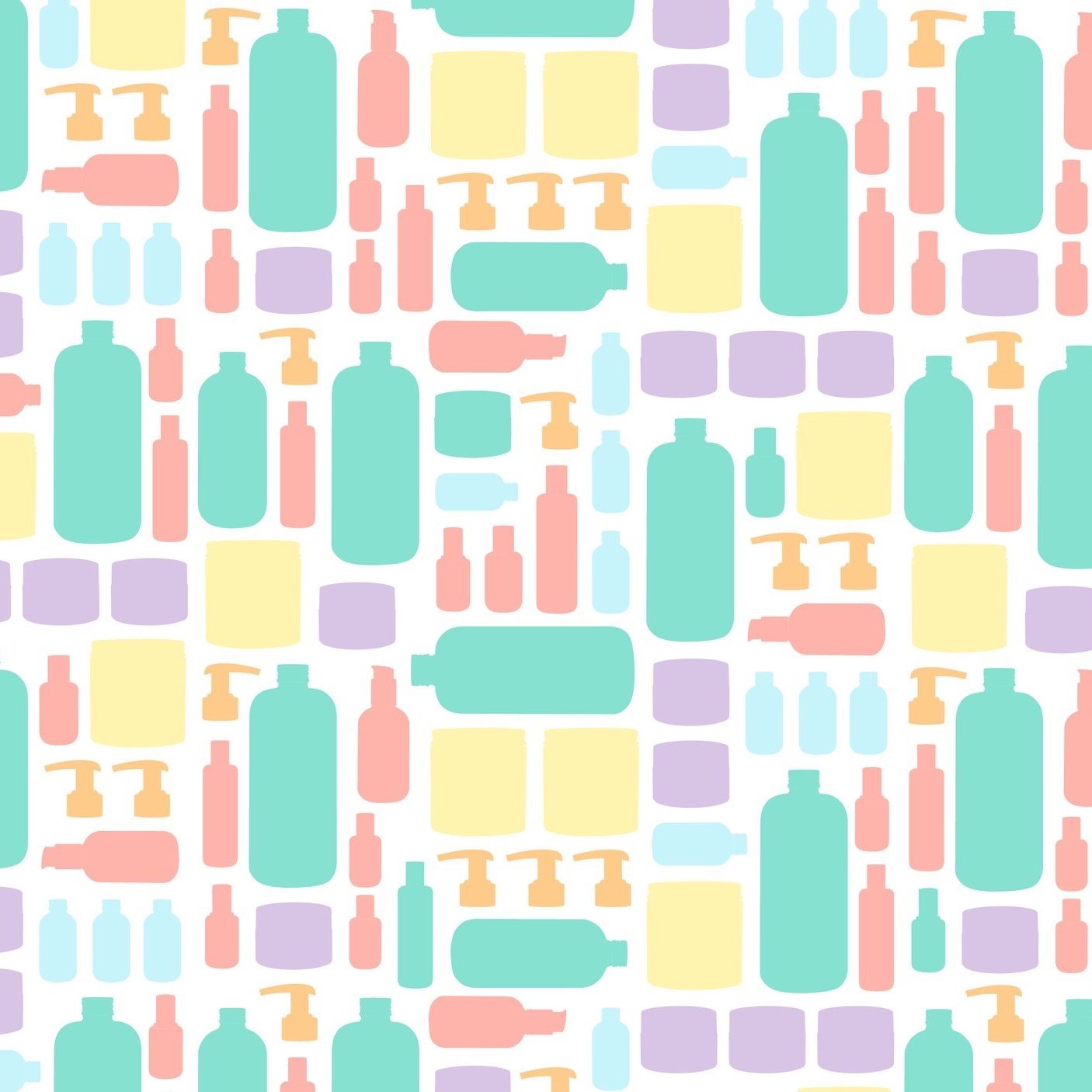 Function of Beauty bottle pattern in mint, lilac, peach and butter