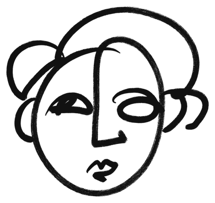 Hand-drawn face, in one line