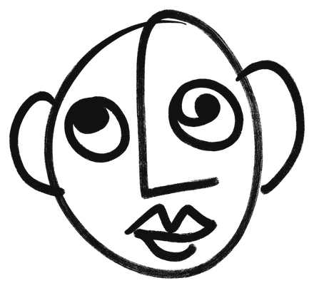 Hand-drawn face, in one line