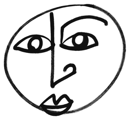 Hand-drawn face, in one line