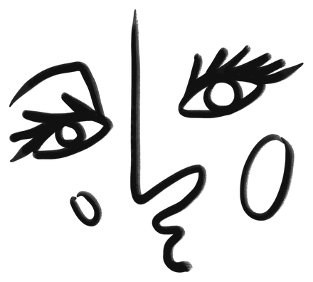 Hand-drawn face, in one line
