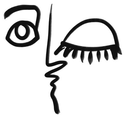 Hand-drawn face, in one line