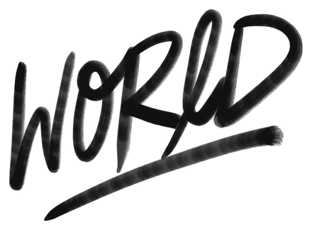 “World”, hand-lettered