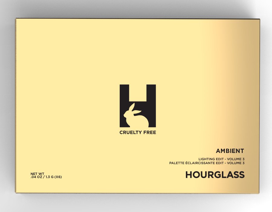 Gold Ambient palette box with a black H, a rabbit in its lower half and CRUELTY FREE beneath