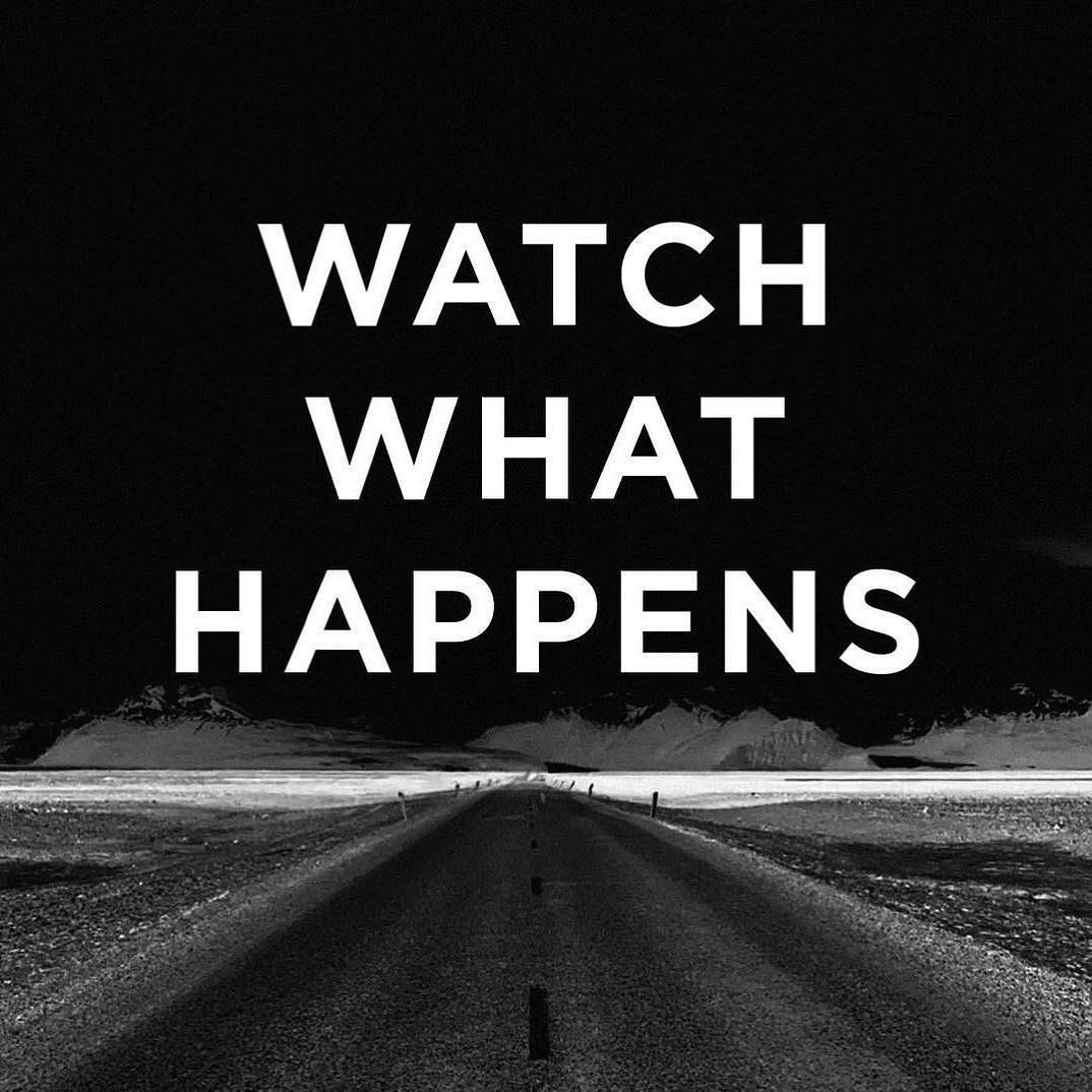 Instagram post: WATCH WHAT HAPPENS over an empty desert road