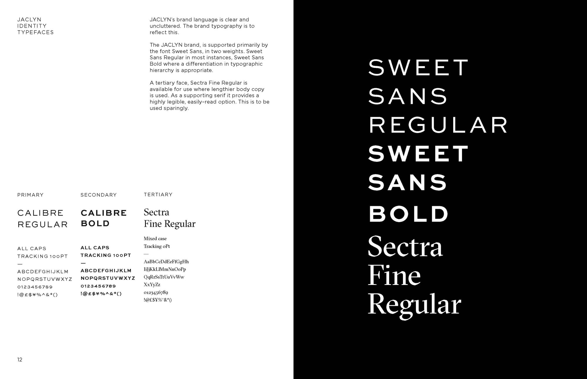 Jaclyn Cosmetics style guide: typography