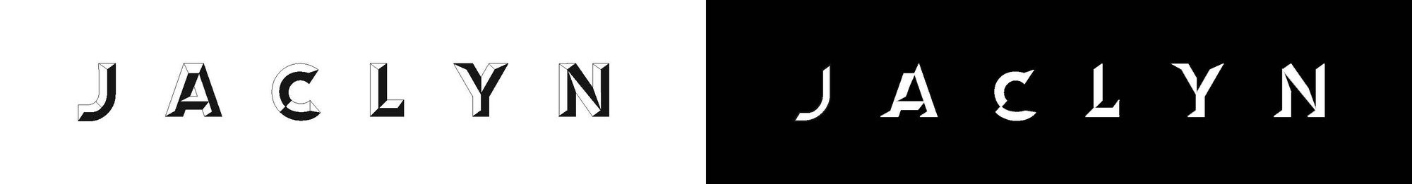 Jaclyn Cosmetics style guide: the wordmark on white and on black