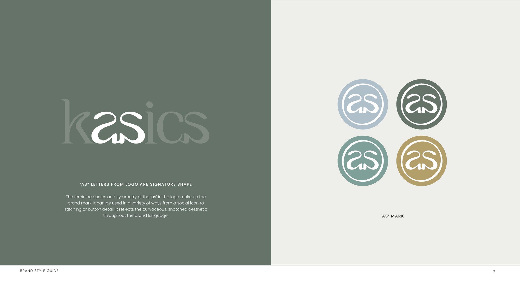 The as letters picked out of the wordmark, and the as seal in four brand colors