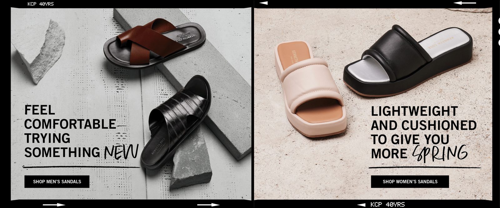Kenneth Cole site banner for comfortable shoes