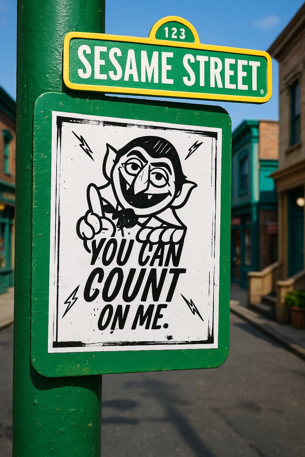 The Count street sign: You can count on me