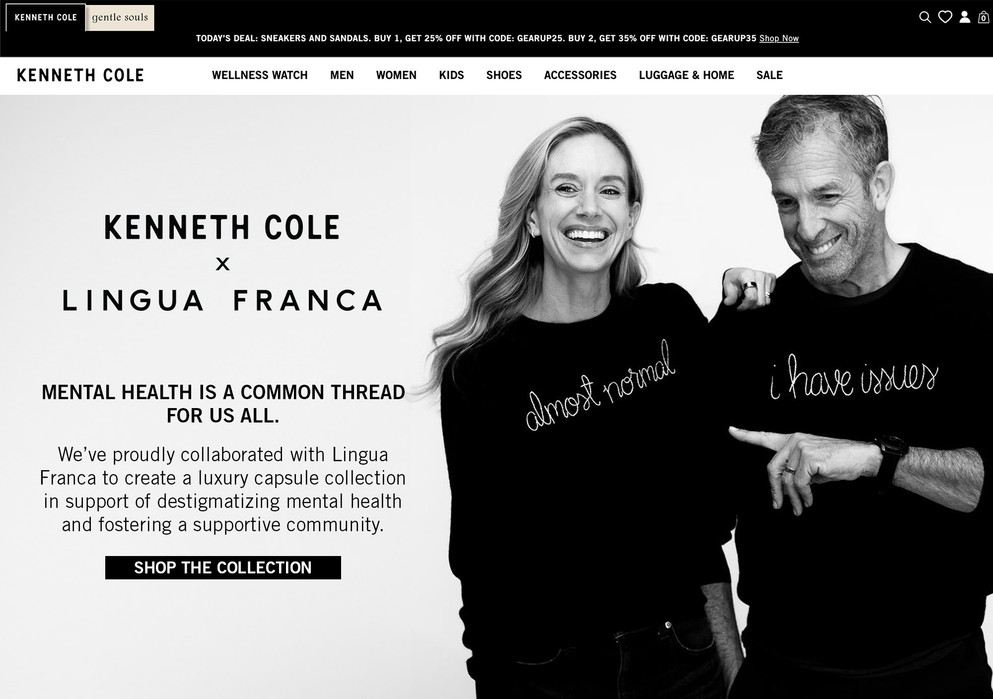 Kenneth Cole homepage: Kenneth Cole x Lingua Franca, mental health is a common thread for us all