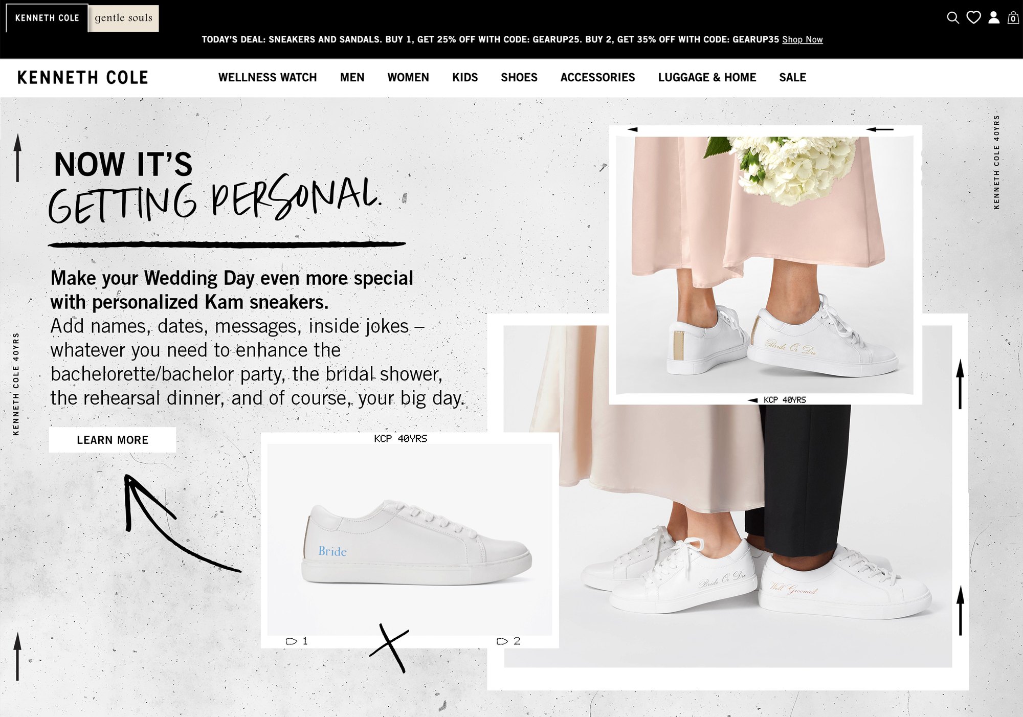 Kenneth Cole homepage: Now it’s getting personal, personalized Kam sneakers for the wedding day