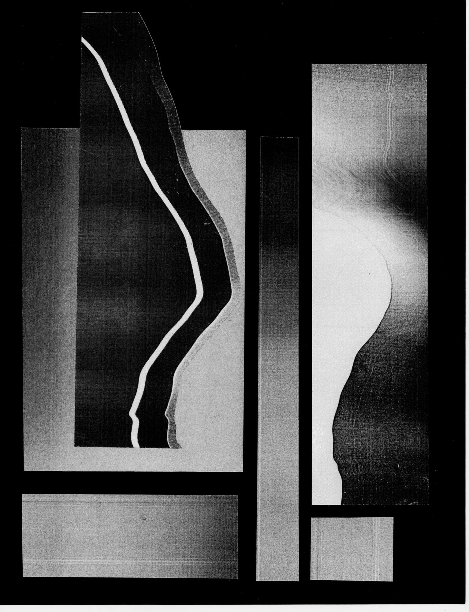Xerox collage: a white curve cutting through black
