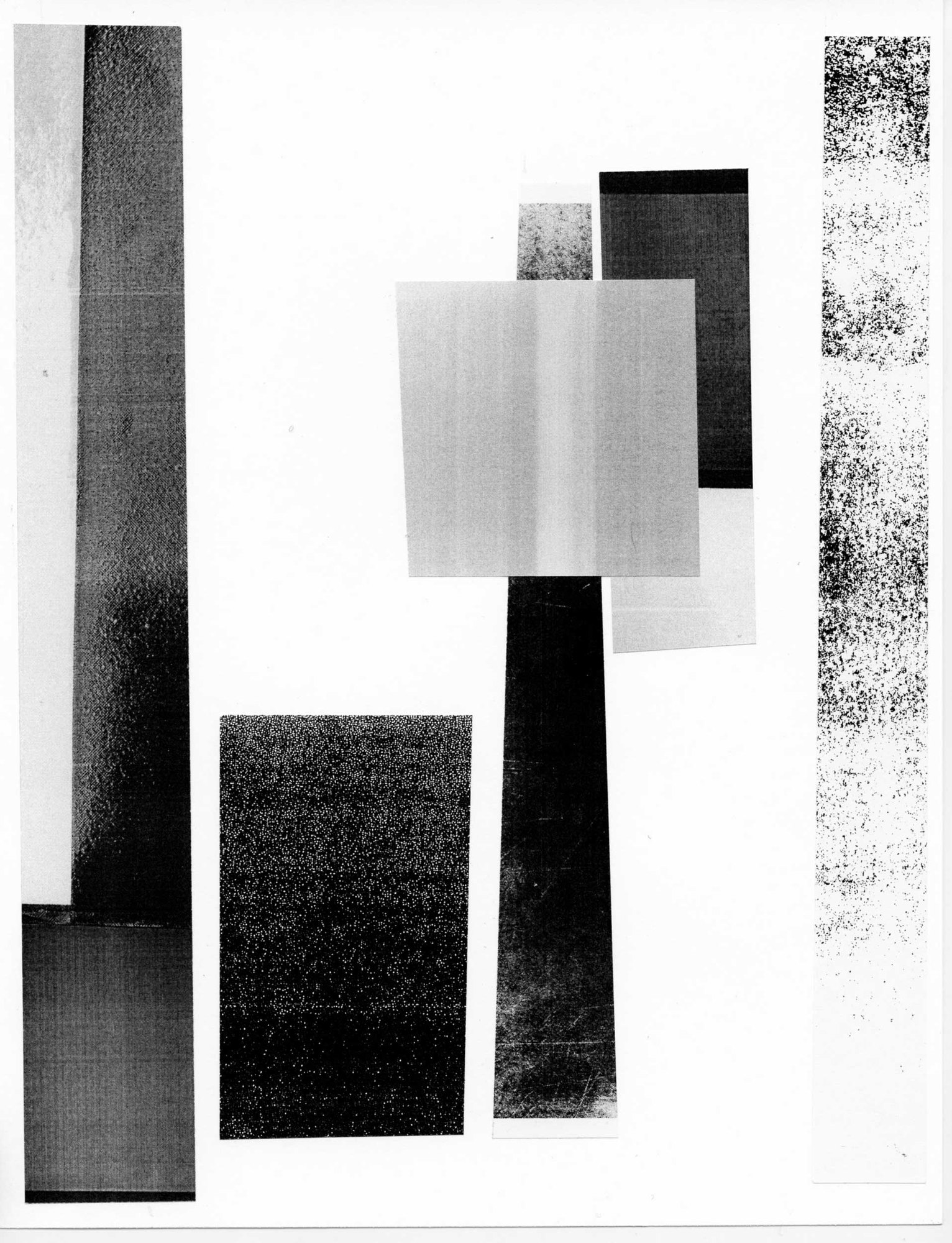 Xerox collage: grey and black panels on white