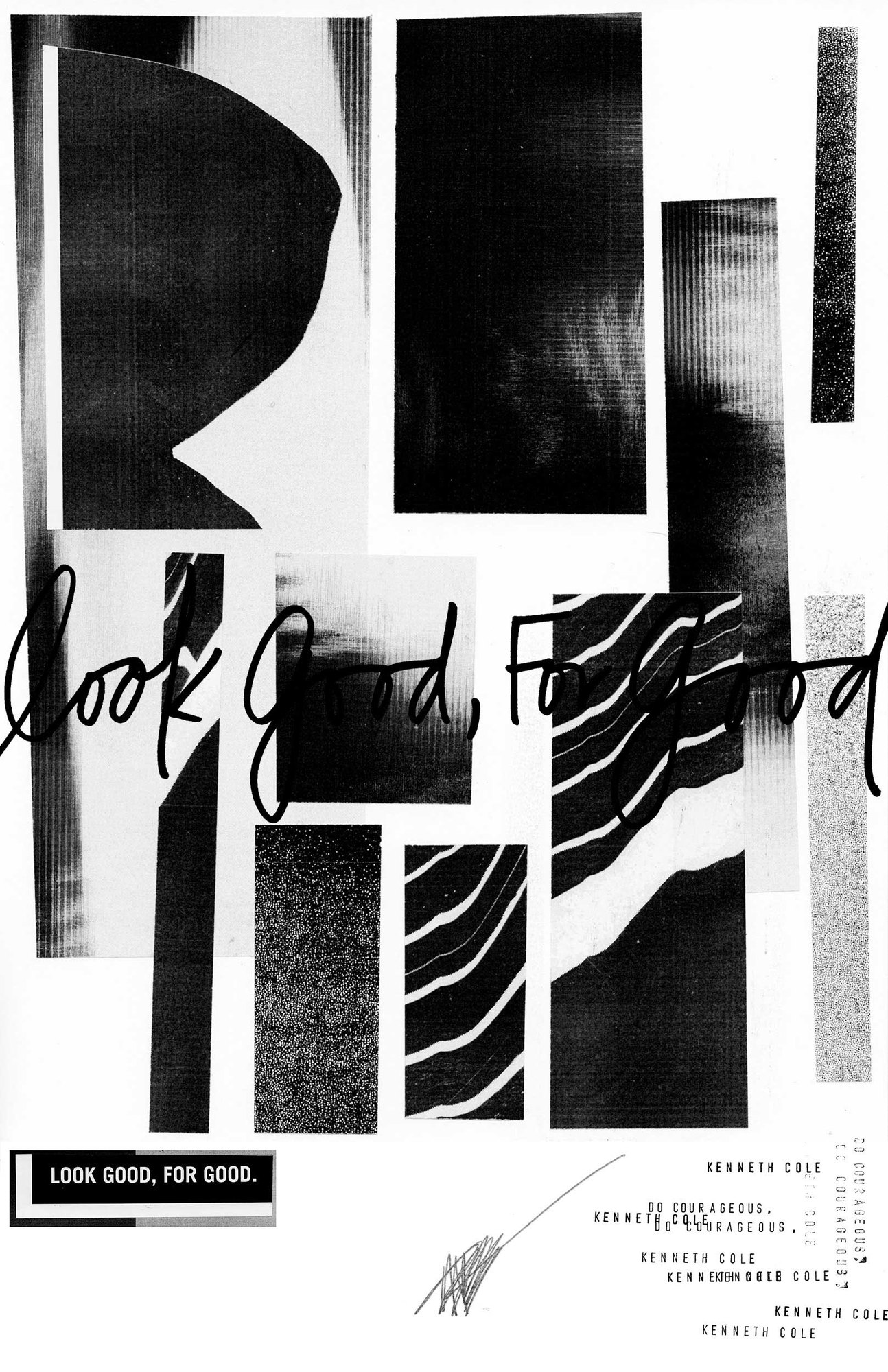 Xerox collage ad with Look good, For good written across it by hand