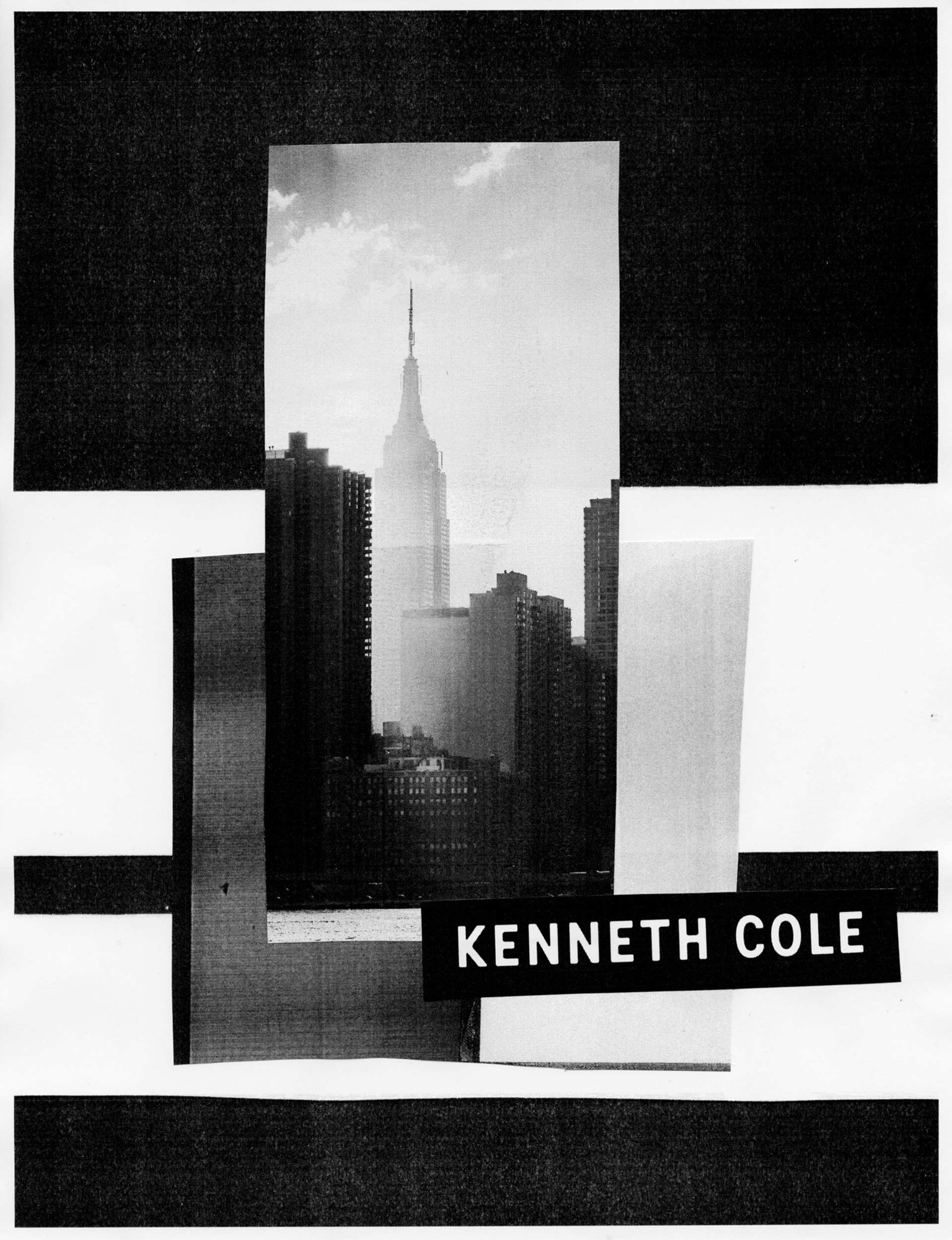 Xerox ad: the Empire State Building cut between black bands, with a Kenneth Cole label