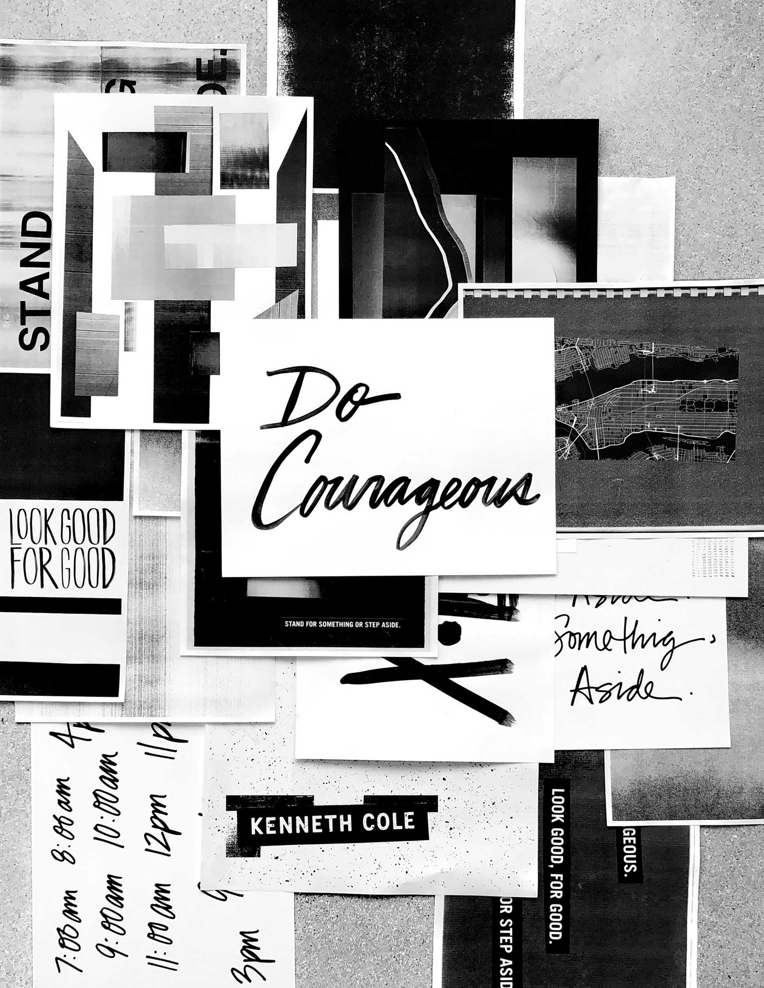 Xerox wall with Do Courageous lettered in brush script at the center
