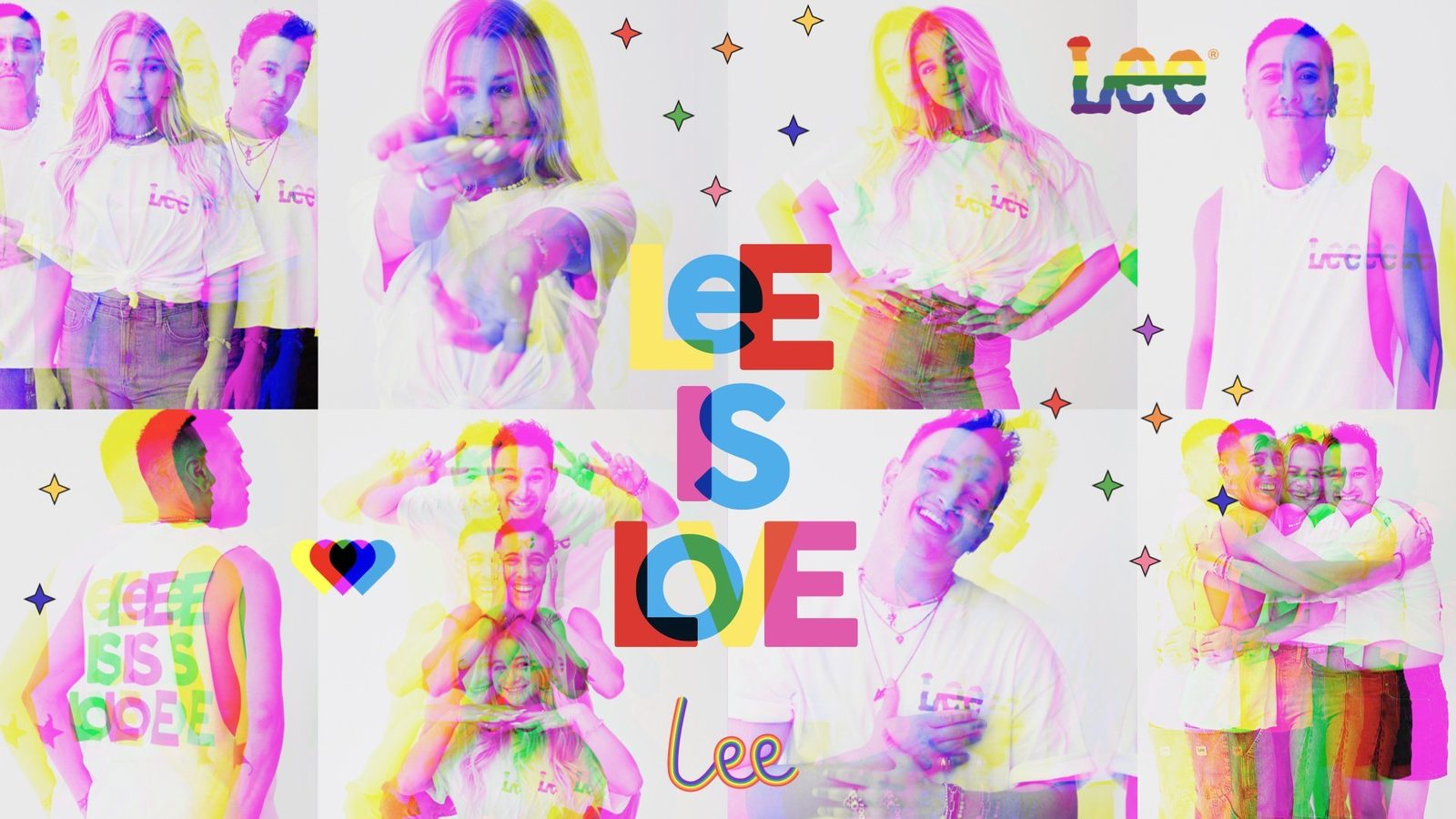 Love Is Love key visual, chromatic portraits with the Lee Is Love lockup
