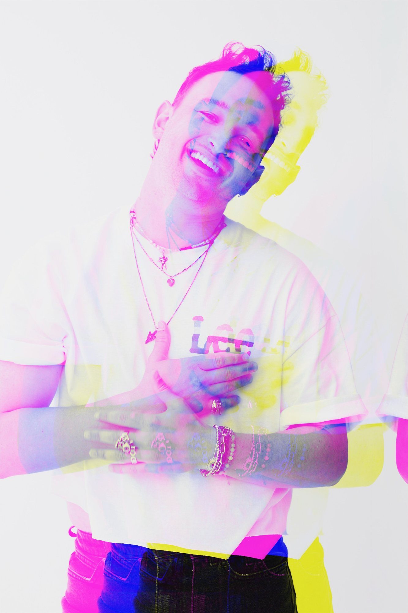 Portrait in chromatic double exposure