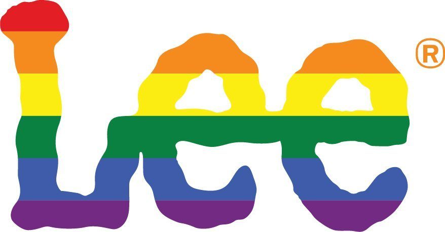Lee logo in rainbow stripes
