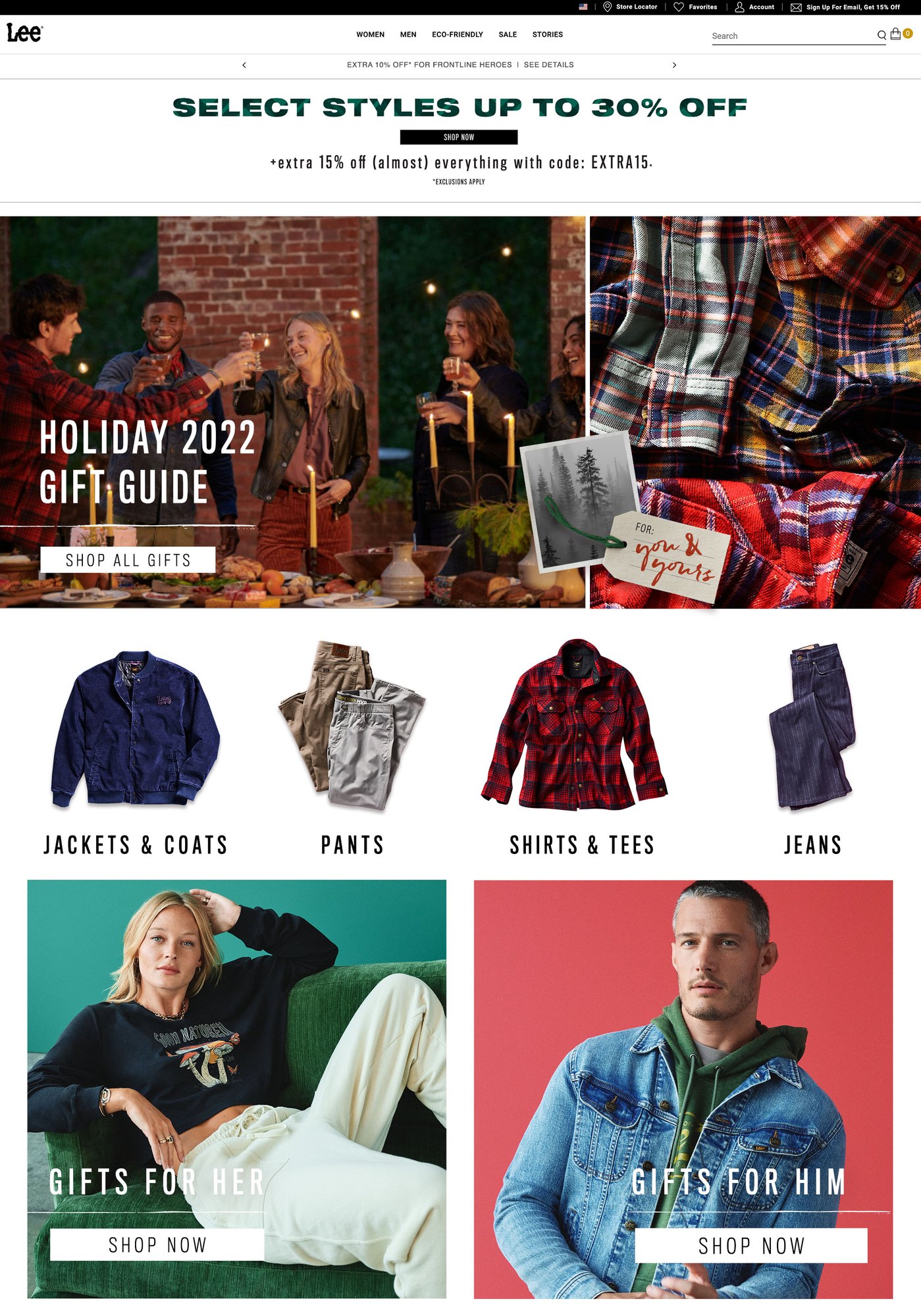 Holiday 2022 gift guide homepage with a hand-lettered For you and yours gift tag
