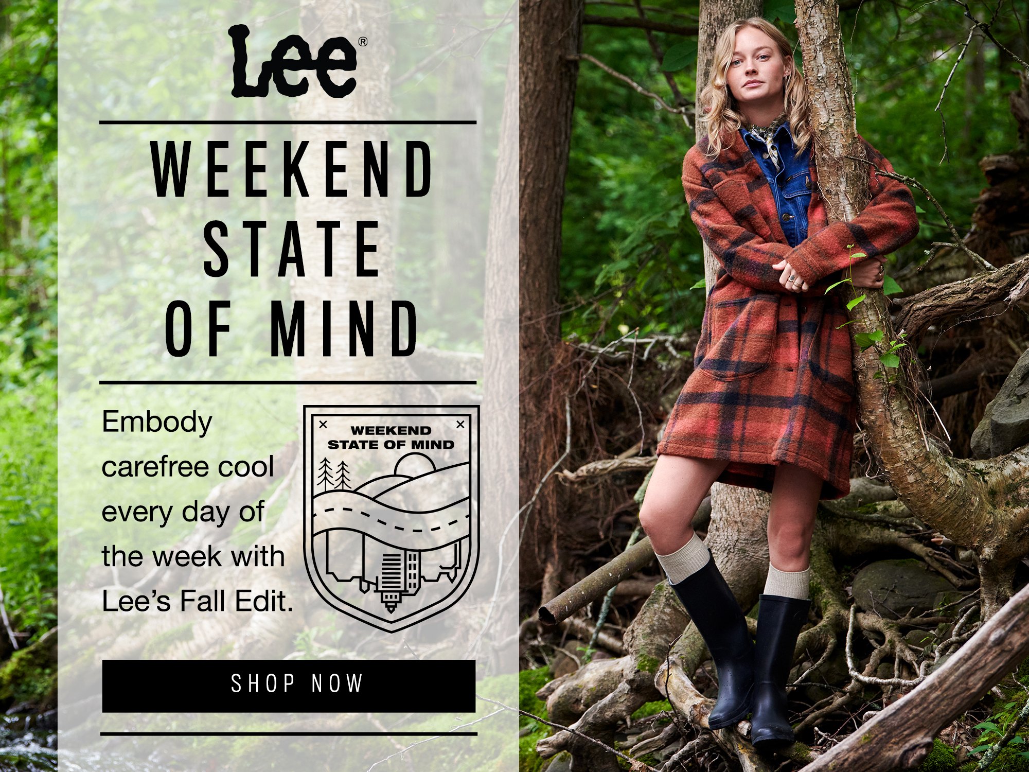 Weekend State of Mind social post with the badge and Shop Now