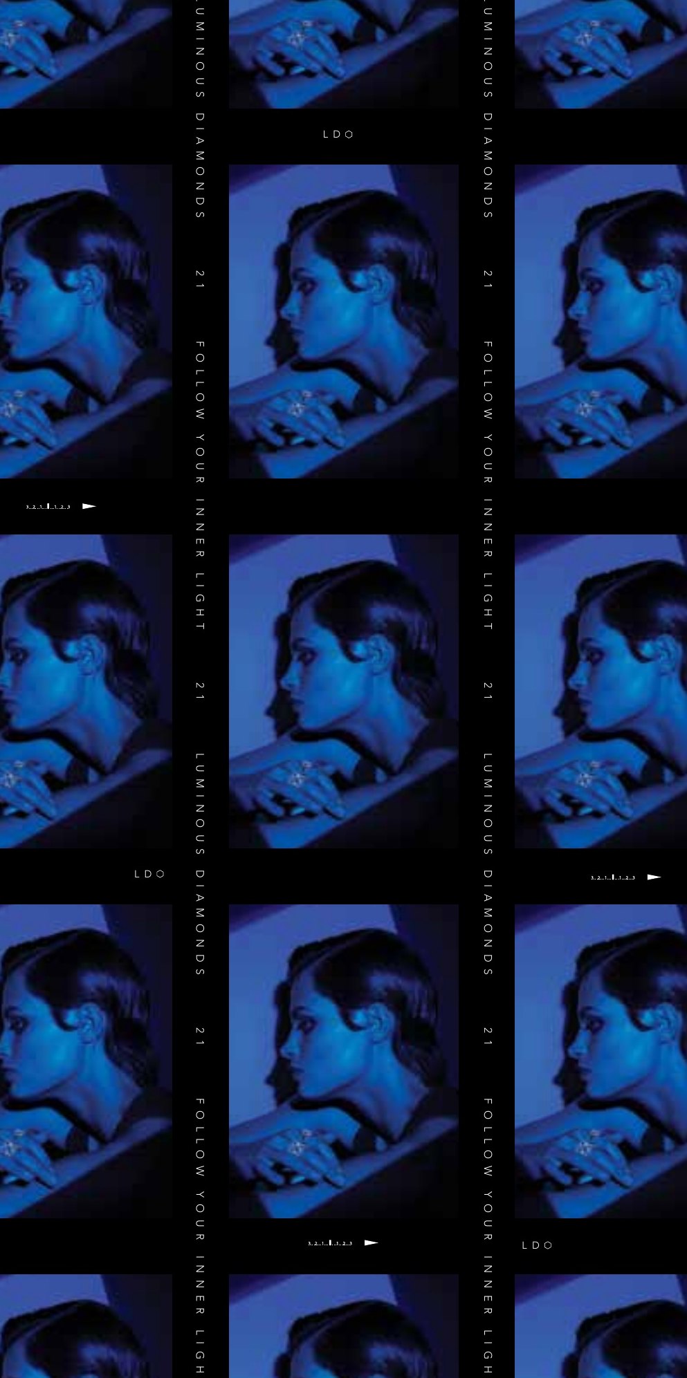 Influencer card front: a blue contact sheet