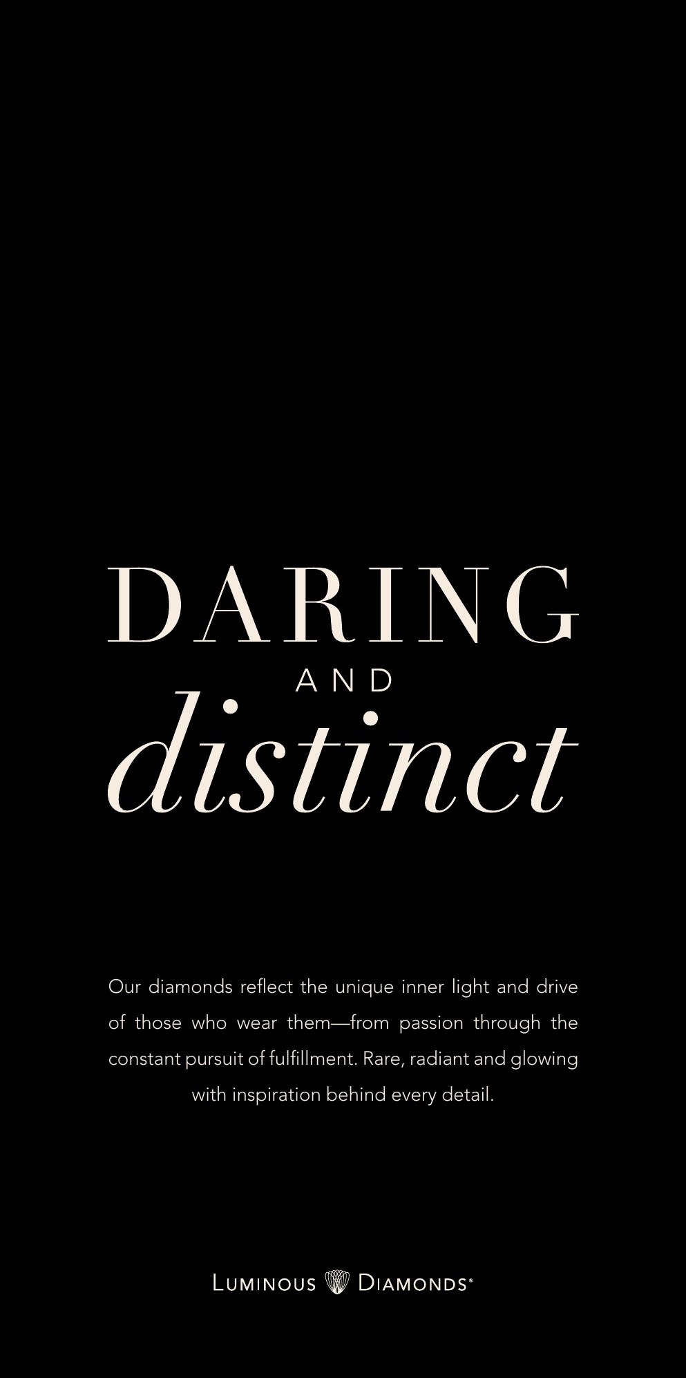 Influencer card back: Daring and distinct in white on black