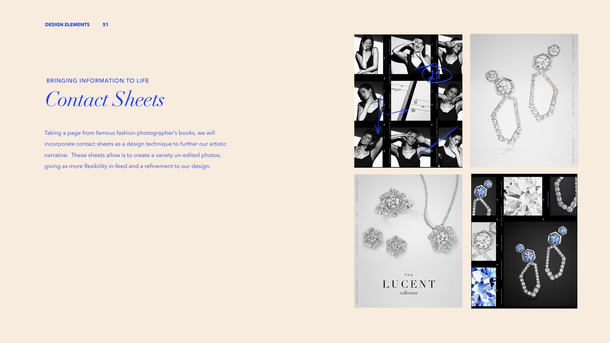 Guidelines page on contact sheets as a design device