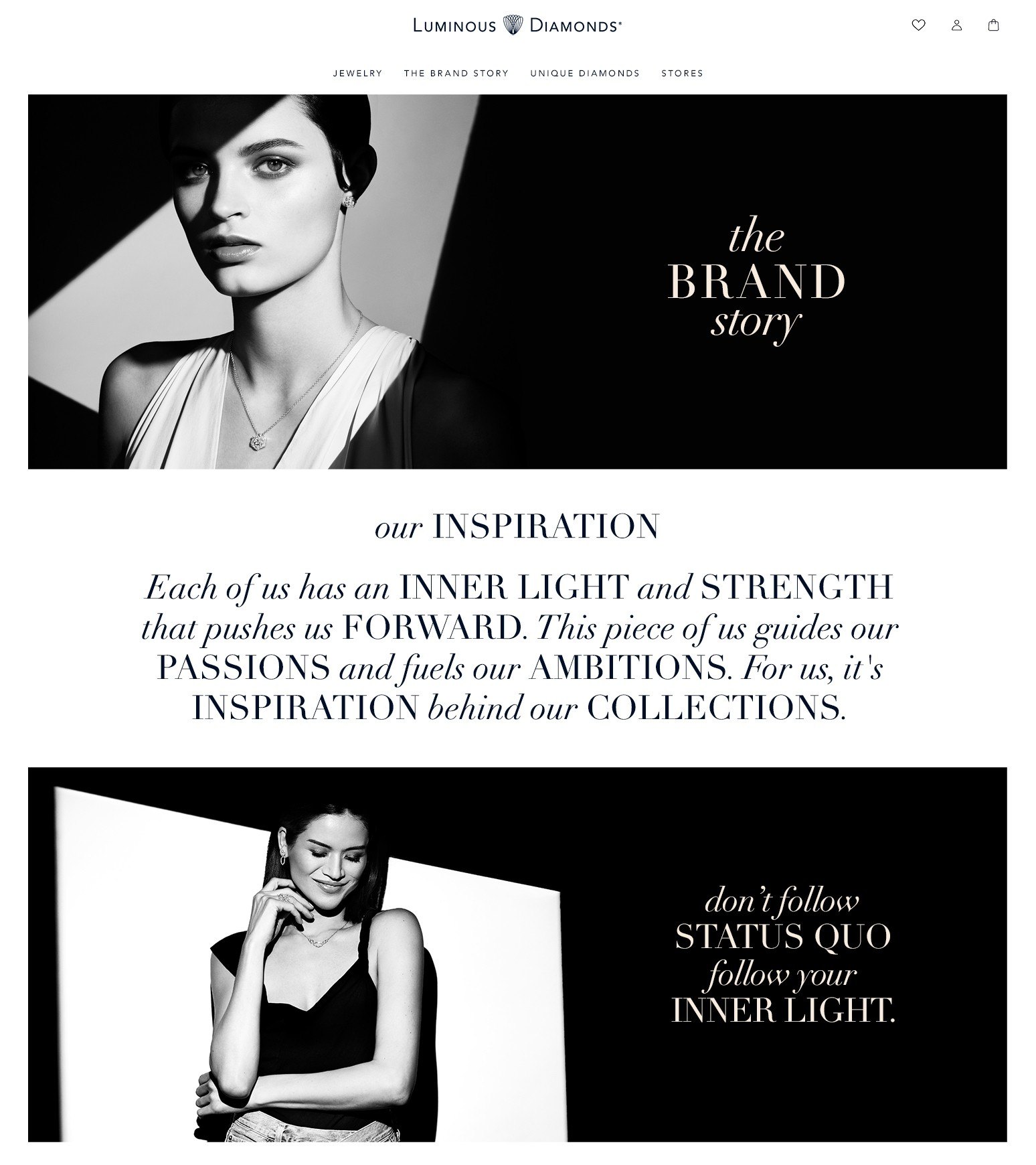 Brand story page design: our inspiration, and follow your inner light