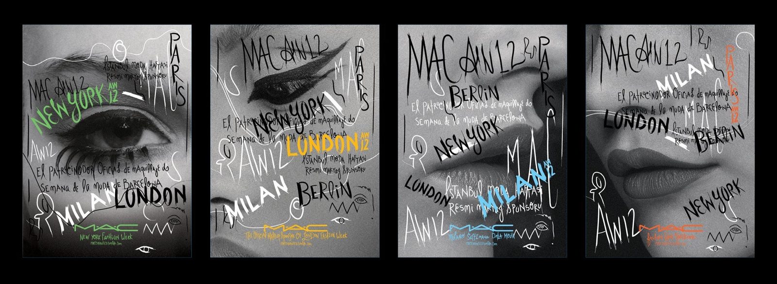 Fashion Week backstage book covers with hand lettering