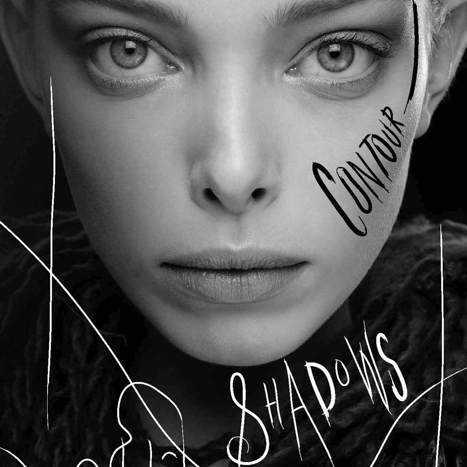 AW12 trend portrait: Contour and Shadows lettered across the face
