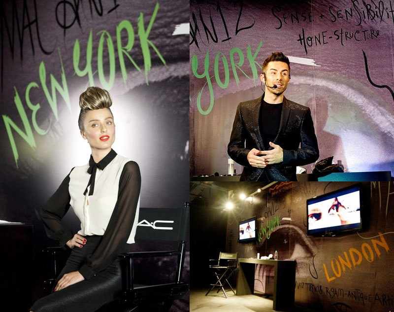 AW12 trend presentation: a model and presenter under hand-lettered New York