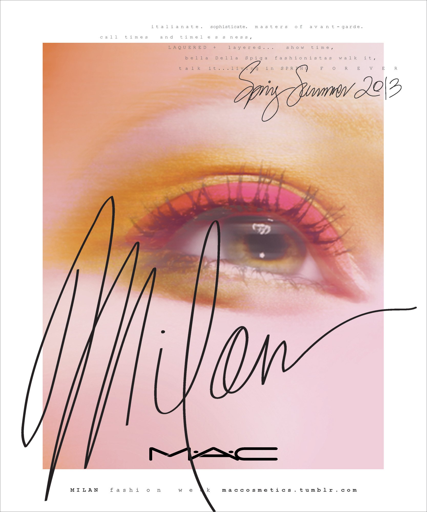 Spring/Summer 2013 poster: Milan in script over an eye