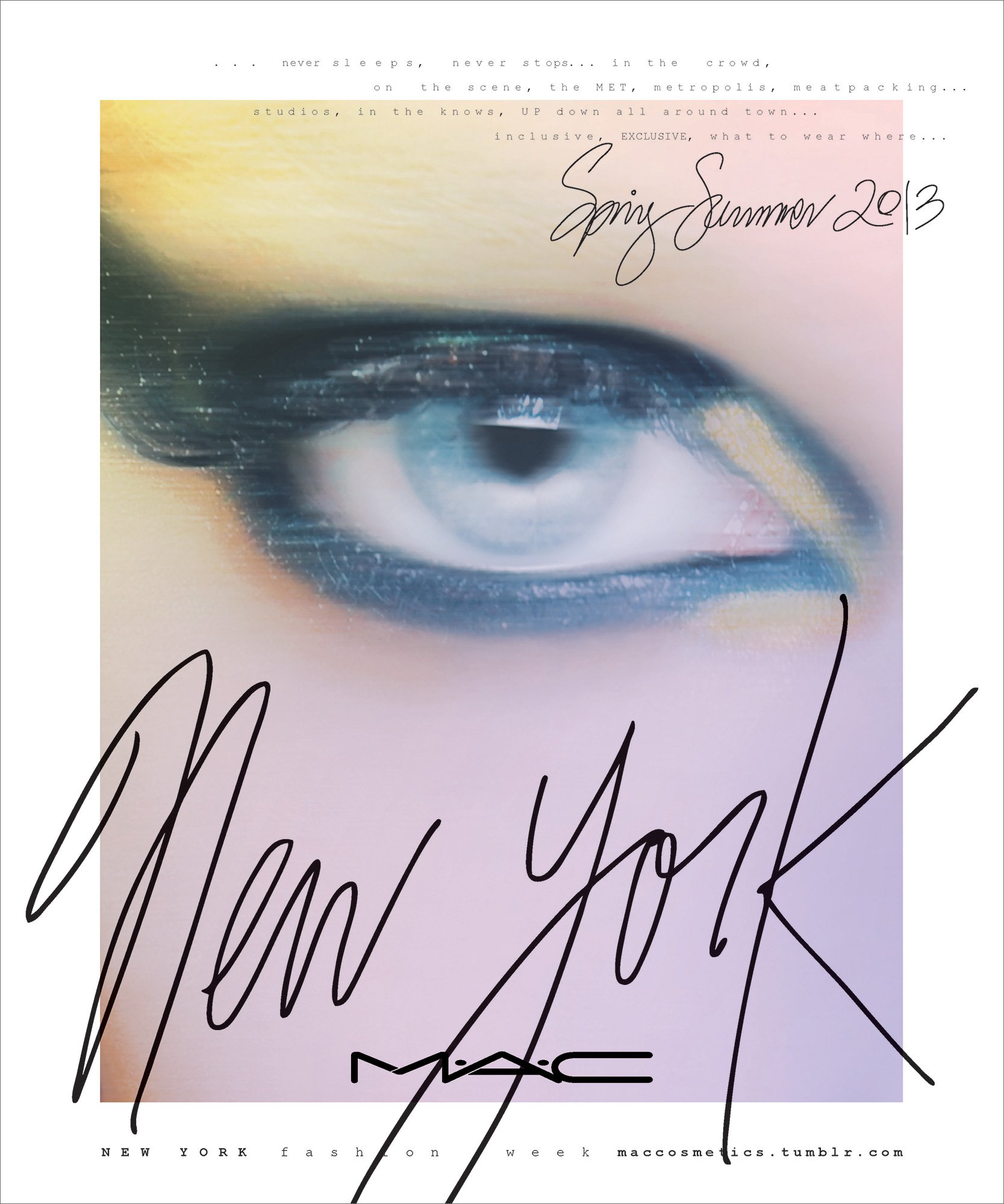 Spring/Summer 2013 poster: New York in script over an eye