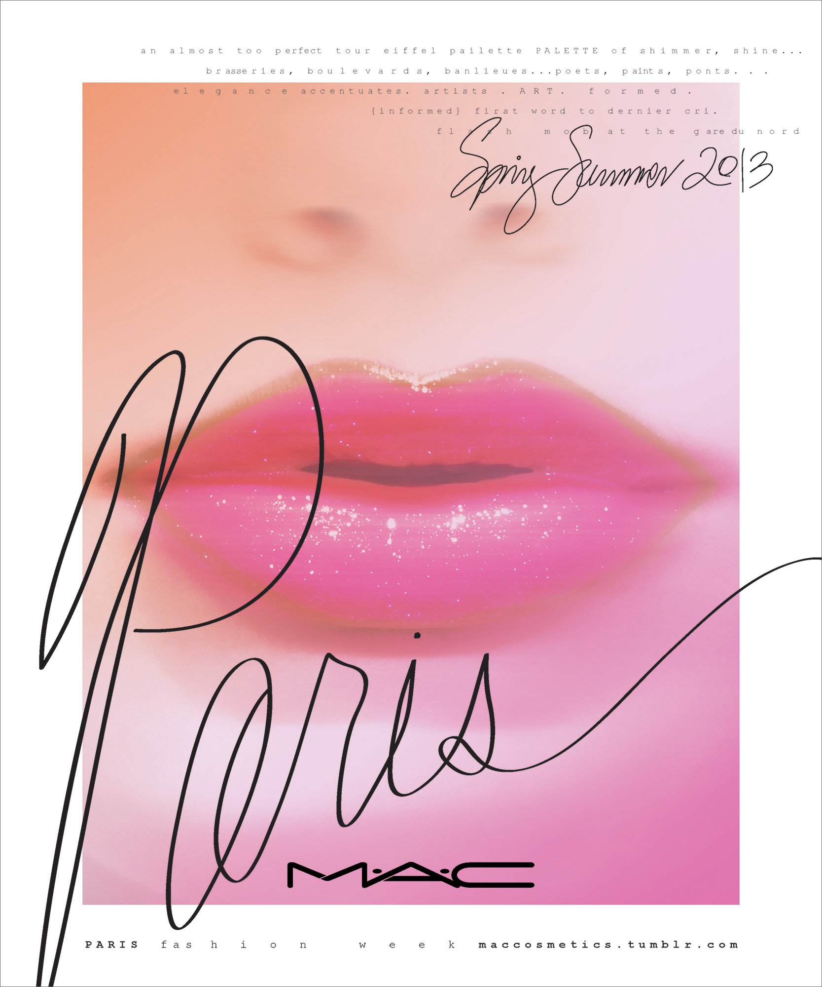 Spring/Summer 2013 poster: Paris in script over a lip