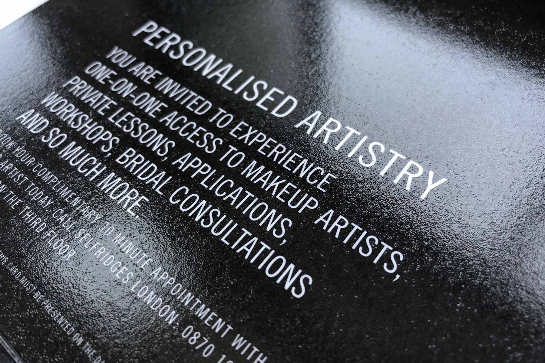 The card: Personalised Artistry, one-on-one access to M·A·C artists