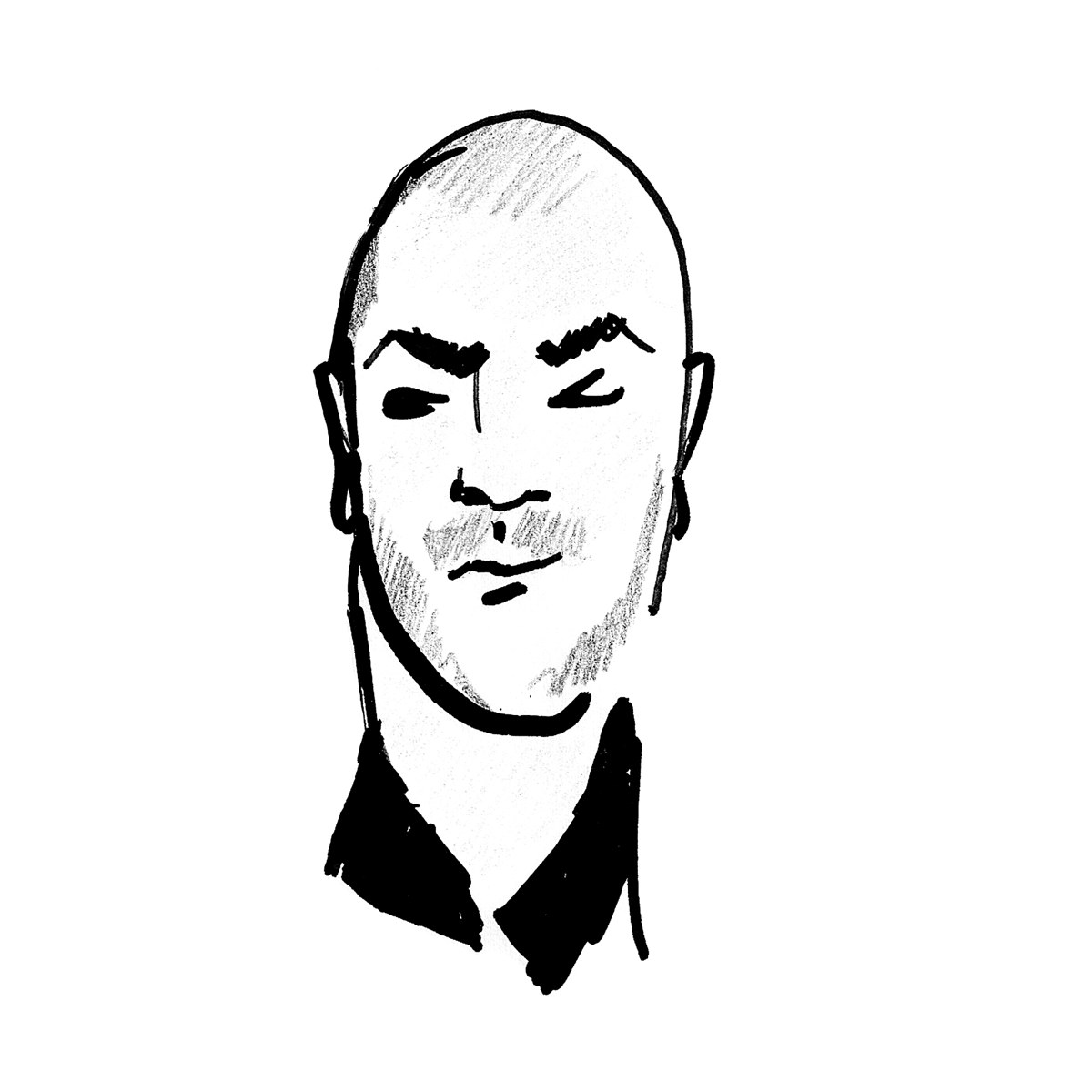 Christopher Lee Sauvé, drawn by Nicolas Tavitian in black marker