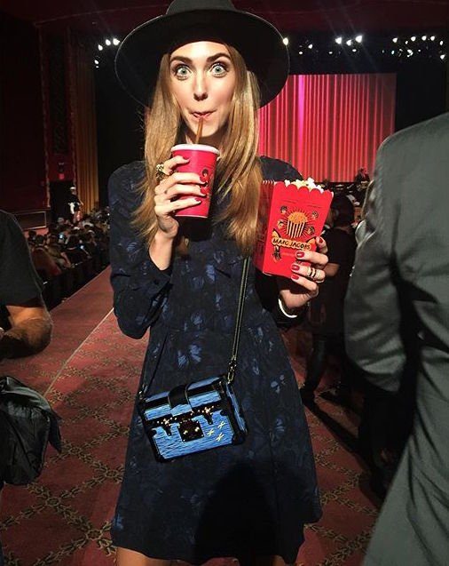 Guest with popcorn at the premiere