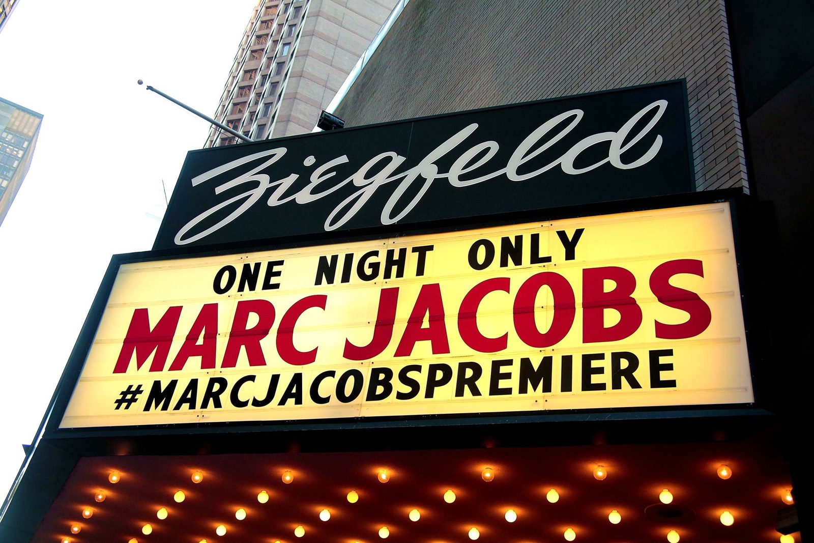 Ziegfeld marquee: One night only, Marc Jacobs