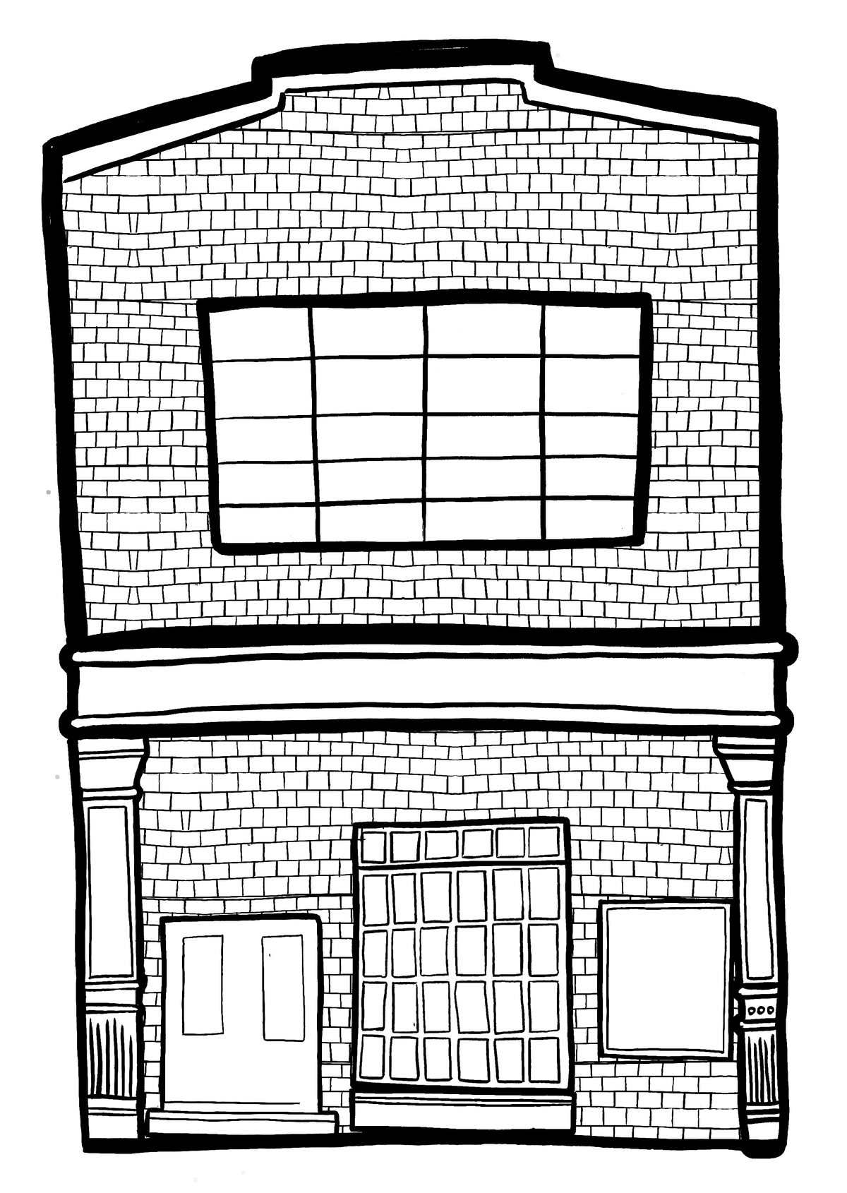 Ink line drawing of the Marc Jacobs store at 163 Mercer Street